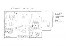 Планировка 1 этажа 3-х этажного дома в стиле современного фахверка.