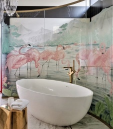 Фото интерьера ванной дома в стиле фьюжн