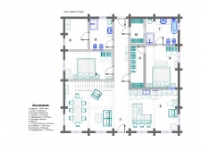 План 1 этажа небольшого 2-х этажного дома на Клязьминском водохранилище.
