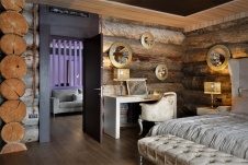 Фото интерьера спальни деревянного дома в современном стиле