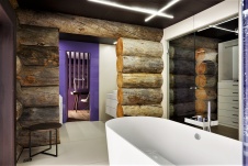 Фото интерьера ванной деревянного дома в современном стиле