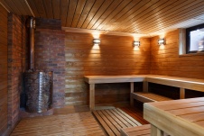 Фото интерьера сауны деревянного дома в современном стиле