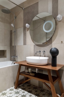 Фото интерьера санузла квартиры в скандинавском стиле Фото интерьера ванной квартиры в скандинавском стиле
