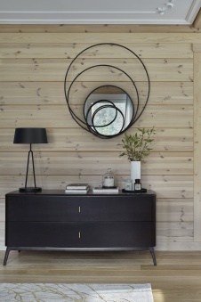 Фото интерьера спальни деревянного дома в стиле фьюжн