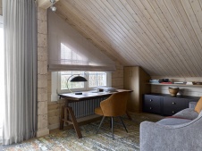 Фото интерьера кабинета деревянного дома в стиле фьюжн