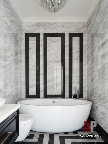 Фото интерьера ванной комнаты дома в американском стиле