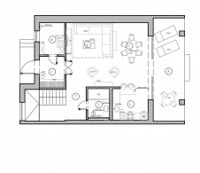 Планировка 1 этажа небольшого трехэтажного дома на Новорижском шоссе.
