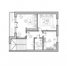 Планировка 2 этажа небольшого трехэтажного дома на Новорижском шоссе.
