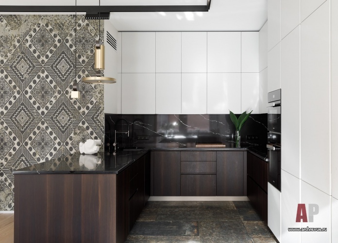 Фото интерьера кухни квартиры в стиле фьюжн