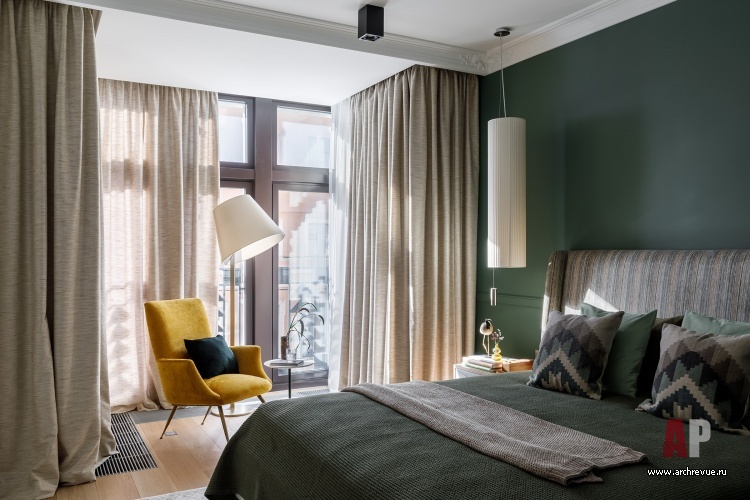 Фото интерьера спальни квартиры в стиле фьюжн