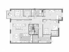 План 4-х комнатной квартиры после перепланировки.