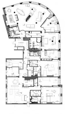Планировка большой семейной квартиры с автономной детской половиной.