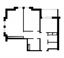 Исходный план двухкомнатной квартиры на последнем этаже ЖК «Соколиный форт». Общая площадь – 73 кв. м.