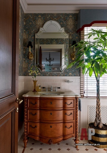 Фото интерьера гостевого санузла дома в американском стиле