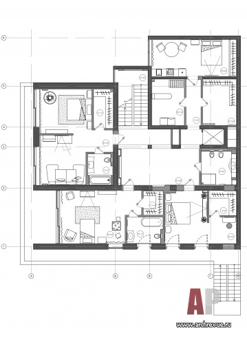 Перепланировка минус 1 этажа типового 4-х этажного коттеджа в Сочи. Общая площадь – 750 кв. м.
