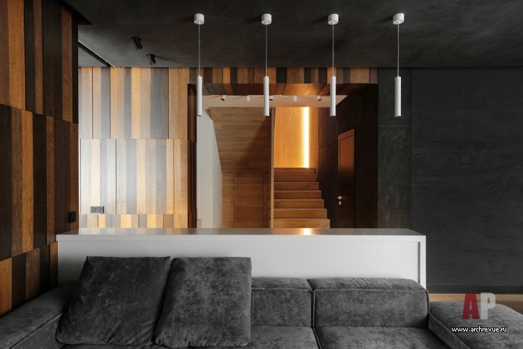 Фото интерьера лестничного холла дома в стиле минимализм