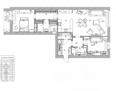 План 3-х комнатной квартиры в новостройке в Хамовниках.