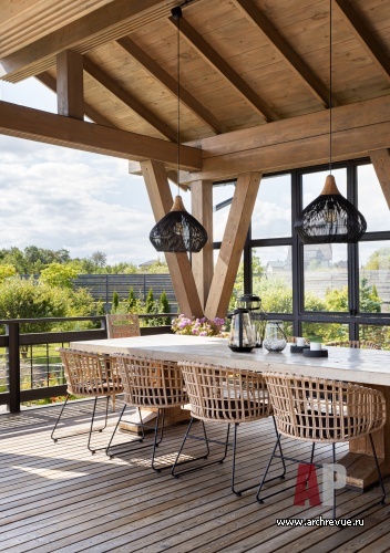 Фото интерьера террасы дома в стиле шале