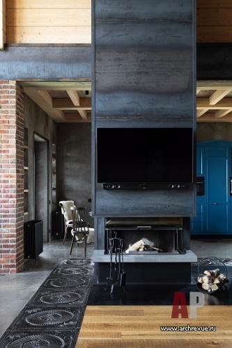 Фото интерьера каминной дома в стиле шале