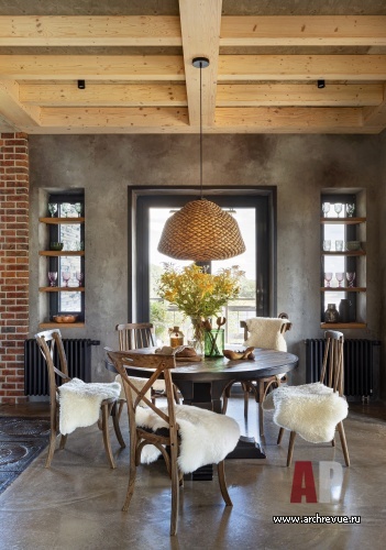 Фото интерьера кухни дома в стиле шале