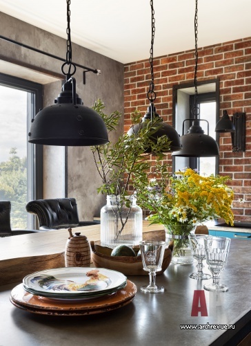 Фото интерьера кухни дома в стиле шале