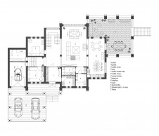 Планировка 1 этажа 3-х этажного шале со СПА и бассейном.
