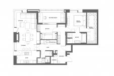 Планировка 3-х комнатной квартиры на 1 этаже одного из корпусов ЖК «Парк Рублево».