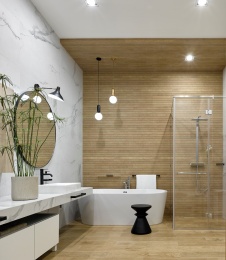 Фото интерьера санузла дома в стиле фьюжн