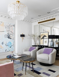 Фото интерьера гостиной квартиры в стиле неоклассика