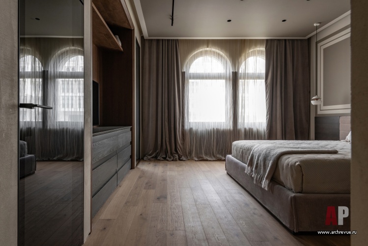 Фото интерьера спальни квартиры в стиле фьюжн