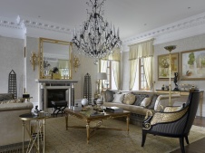 Фото интерьера гостиной резиденции в классическом стиле
