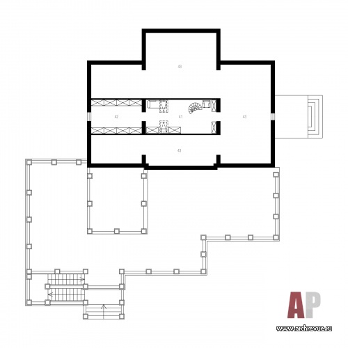 Планировка мансарды 4-х этажного особняка в классике.