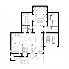 Планировка эксплуатируемого цоколя 4-х этажного особняка в классике.