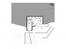Планировка нижнего этажа многоярусного дома, встроенного в холм.
