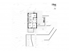 Планировка 2 этажа многоярусного дома, встроенного в холм.