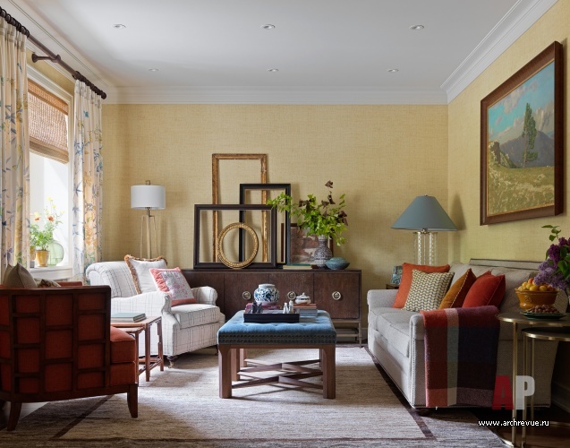 Фото интерьера гостиной дома в американском стиле