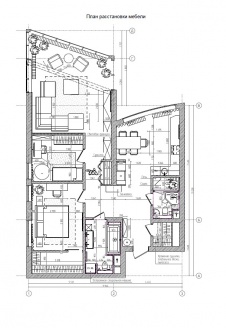 Квартира со сложной планировкой и панорамным окном после перепланировки.