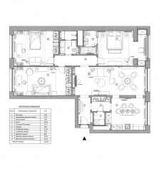 План 4-х комнатной квартиры в новостройке бизнес-класса.