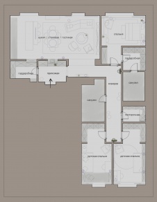 Планировка семейной квартиры с тремя спальнями в ЖК «Вишневый сад» на Мосфильмовской улице.