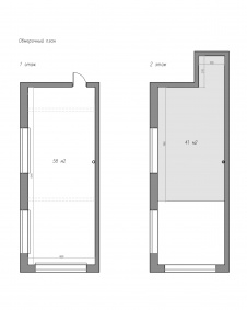 Исходная планировка апартаментов с антресолью. Общая площадь – 99 кв. м.