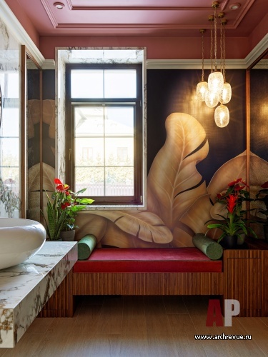 Фото интерьера гостевого санузла дома в стиле фьюжн