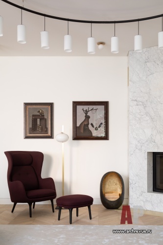 Фото интерьера каминной квартиры в современном стиле