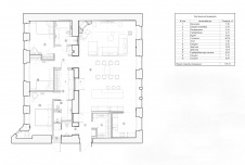 План квартиры с 3-мя спальнями и общей гостиной столовой, кухней.