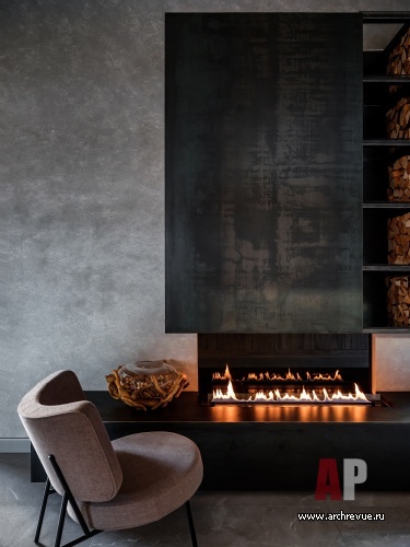 Фото интерьера каминной дома в стиле минимализм