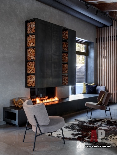 Фото интерьера каминной дома в стиле минимализм
