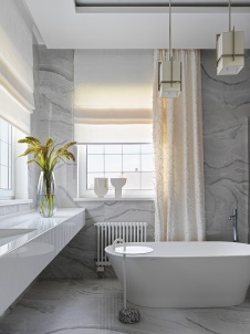 Фото интерьера ванной дома в стиле фьюжн 