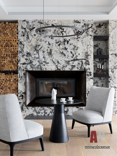 Фото интерьера каминной квартиры в стиле минимализм 