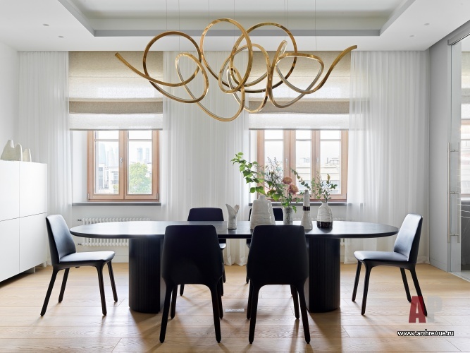 Фото интерьера столовой квартиры в стиле минимализм 