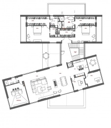 План второго этажа современного двухэтажного дома в Серебряном Бору. Общая площадь – 650 кв. м.