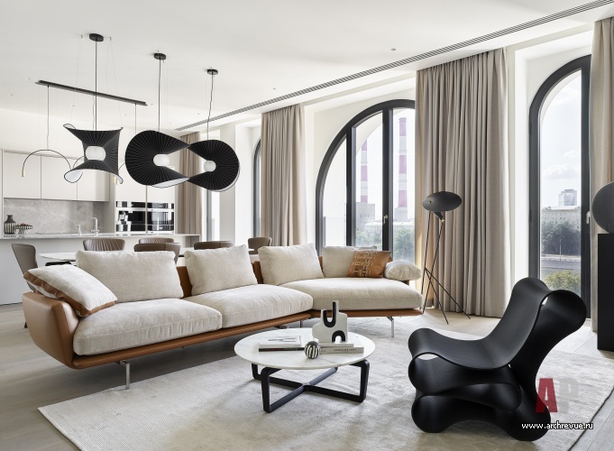 Фото интерьера гостиной квартиры в стиле фьюжн